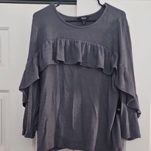 Simply Vera Vera Wang Gray Ruffle Blouse